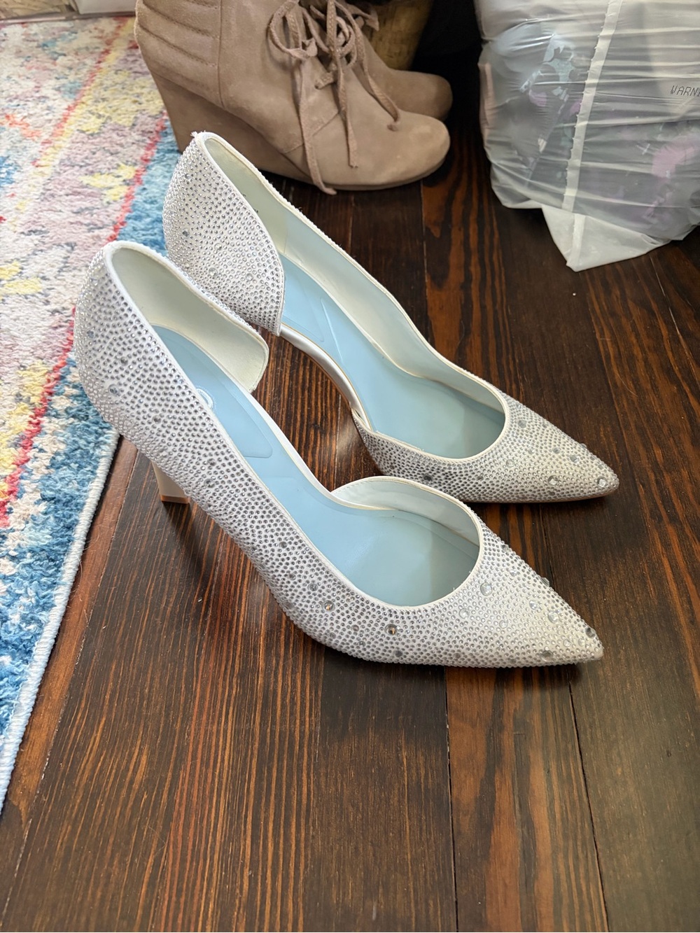 Mix No. 6 Silver Crystal Pointed-Toe Pumps